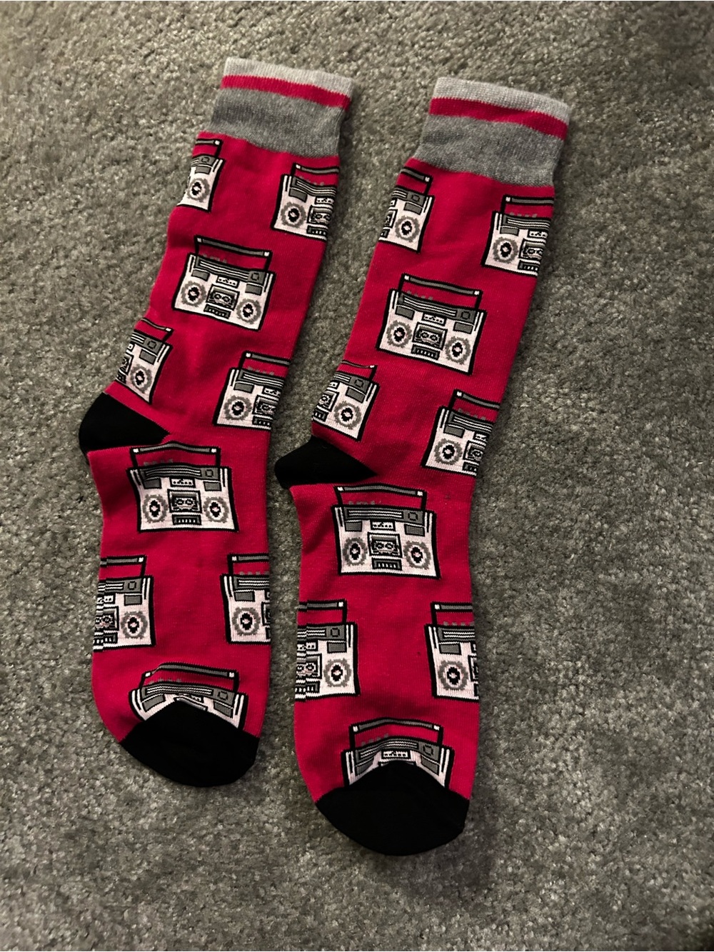 Pink Retro Boombox Men's Crew Socks - Classic Graphic Design
